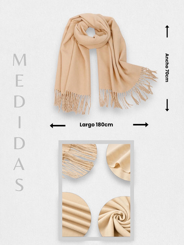 Pashmina, Bufanda Accesorio Versátil Pareo Fucsia Liso Unitalla