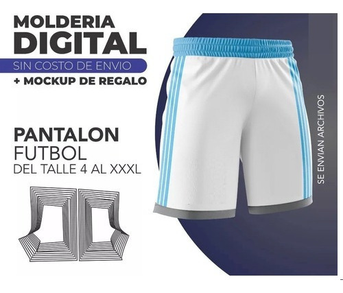 Kit Molde Imprimible Short Futbol Tallas Niño + Hombre