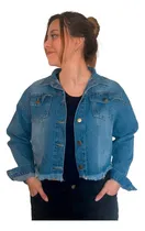 Comprar Campera Jean Mujer Cintura Desflecada Jean Rígido Suelto