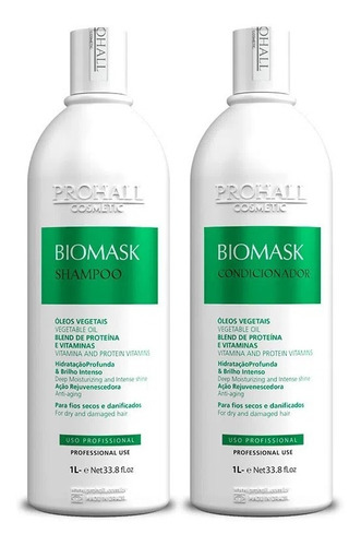 Kit Biomask Prohall Shampo 1 Litro + Condicionador 1 Litro