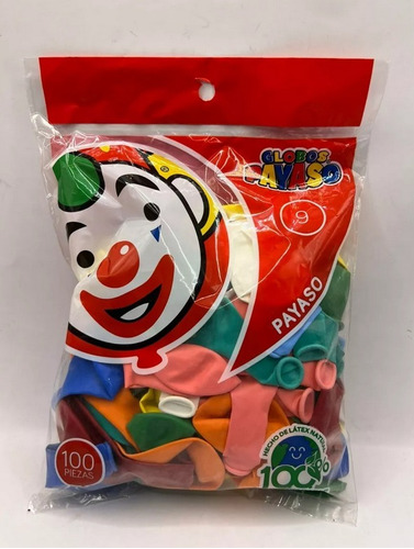 Globos Payaso #9 100 Pz Colores Surtidos Mayoreo