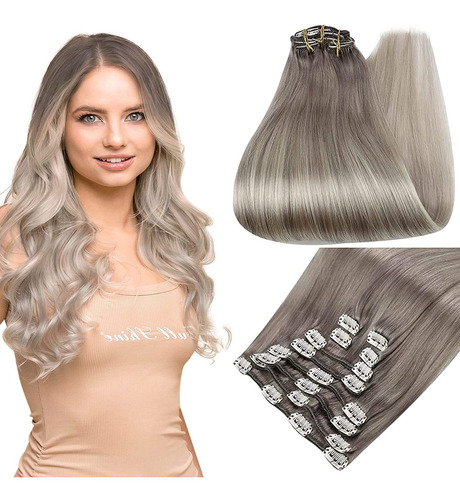 Extensiones De Cabello Natural 120gr 22in 19a Gris Rubio Fad