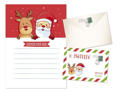 Kit Imprimible Carta Y Sobre Papá Noel Mod 3