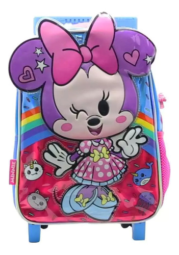 Mochila 12 Con Carro Minnie Flower Power Cresko Original