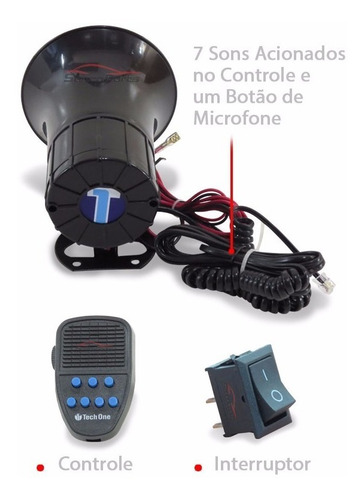 Imagem 4 de 4 de Sirene Automotiva 7 Tons Policia Bombeiro Resgate Universal