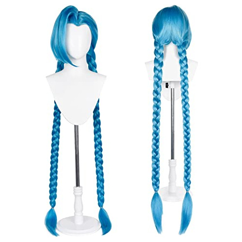 Long Blue Braided Wig For Cosplay Costume Wig With Yx4jv