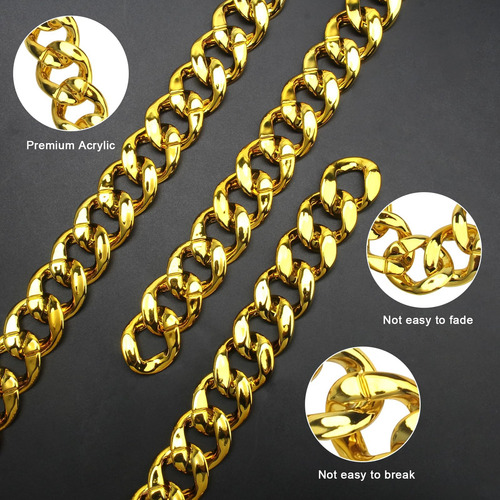 Catcan Hip Hop Chunky Gold Chain 2 Pack, 36 Inch Big Plastic