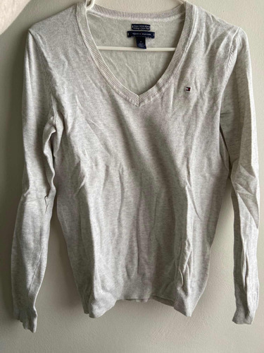 Sweater Mujer Tommy Hilfiger Talle M Original Gris  Claro