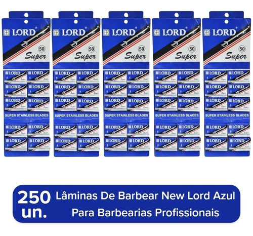 5 Cartelas De Lâmina De Barbear New Lord Azul 250 Un Navalha