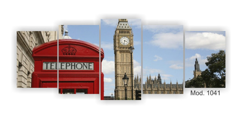 Cuadro Big Ben Poliptico Deco Uk Londres Cabina Telefono