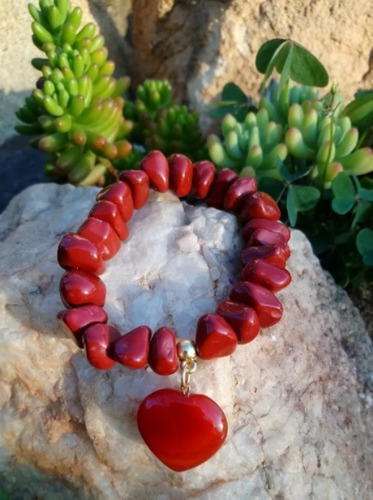 Imagem 3 de 5 de Pulseira De Jaspe Vermelho Pedra Natural Para Boas Energias