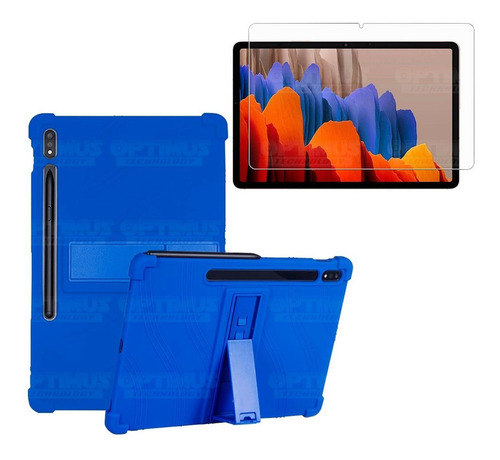 Vidrio Y Estuche Antigolpes Goma Para Galaxy Tab S7 11 PuLG