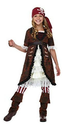 Disfraz De Pirata Con Abrigo Marrón Para Niña