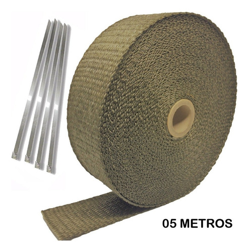 Fita Térmica Termotape Escapamento Titanium 5 Metros E 4 Zip