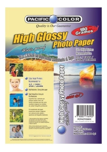 100 Hojas Papel Fotográfico Glossy 180grs A4 - Ps