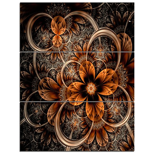 Designart Dark Orange Fractal Flower-large Floral Canvas Art