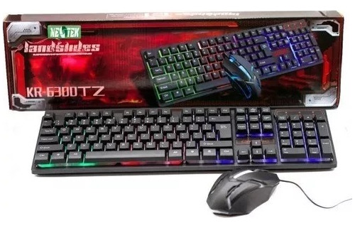 Kit Teclado Mouse Gamer Kr-6300 De Membrana Retroiluminado