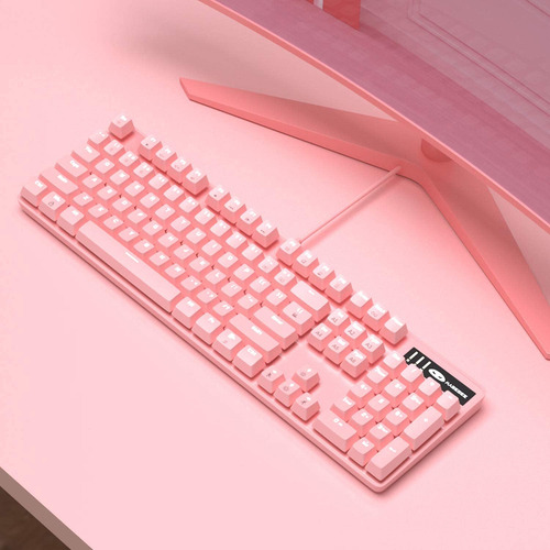 Magegee Teclado Rosa Para Juegos Teclado Con Cable Usb, Nuev