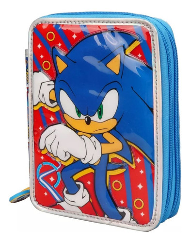 Cartuchera Canopla Sonic 2 Pisos Con Utiles Tun Tunishop