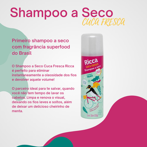 Shampoo A Seco Ricca Cuca Fresca Menta Para Cabelos 50ml