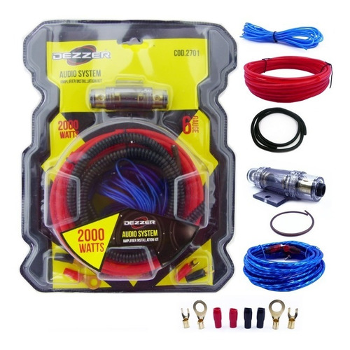 Kit Cables Amplificador De Audio Subwoofer 2000 Watt Auto