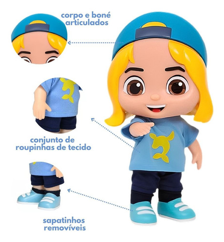 Boneco Luke Lucas Neto Infantil Os Aventureiros Vinil Azul