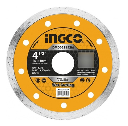 Disco De Diamante Para Corte Metal 4-1/2 Ingco 10 Unidades Color Amarillo