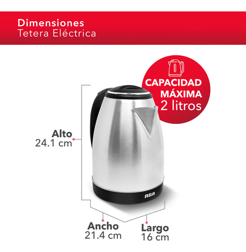 Rca Tetera Eléctrica Acero Inoxidable, Cocina Plateado