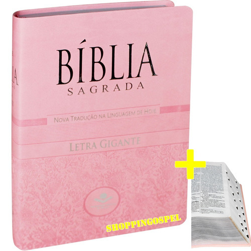 Bíblia Sagrada Letra Gigante Ntlh  Luxo Rosa Com Indice