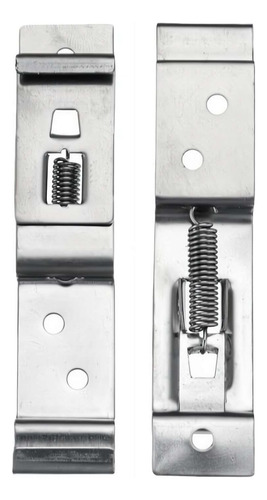 2 Soportes Rectangulares De Acero Inoxidable Con Resorte Par