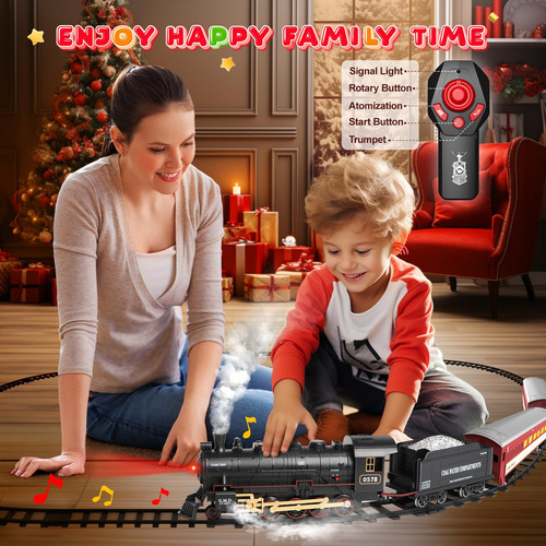 Hot Bee Tren Rc Navidad Luz Vapor Sonido Para Niños 3-8+