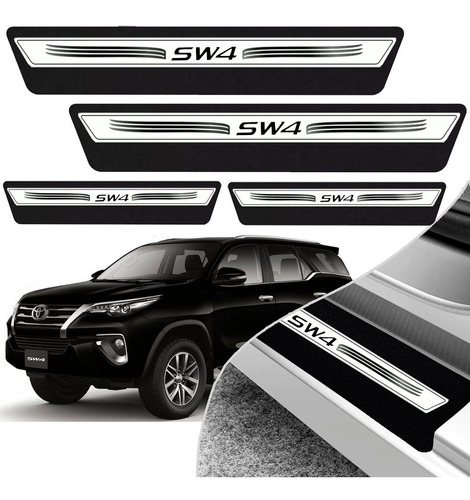 Kit 8 Peças Soleira Adesivo Porta Hilux Sw4 2008 2009 2010 