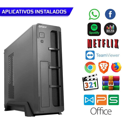 Imagem 2 de 7 de Pc Completo Slim Fácil Amd Phenom 4gb Ssd 120gb Monitor 15