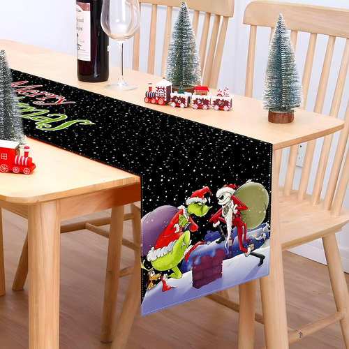Camino De Mesa Con Texto En Inglés «merry Christmas» «the Ni