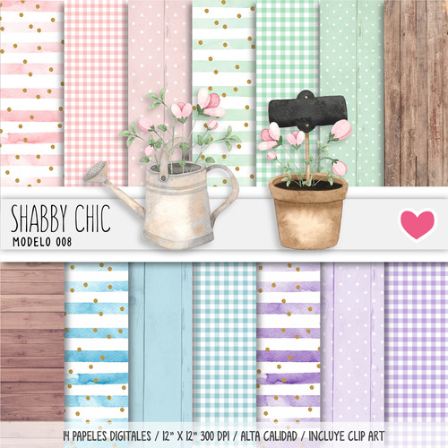 Kit Papeles Digitales Shabby Chic Fondos Imprimibles