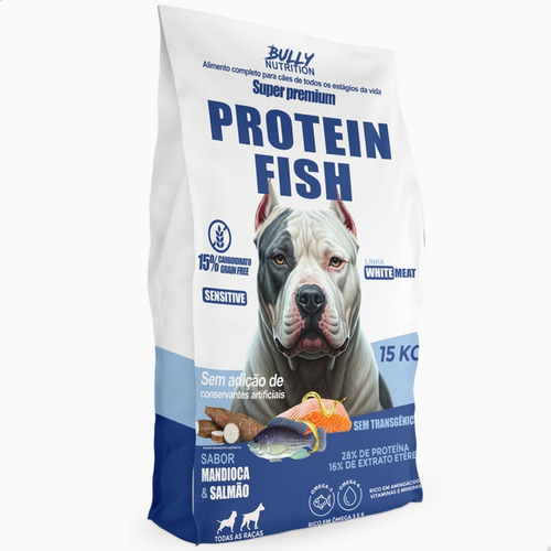 Ração Premium 15kg Protein Fish Sem Conservantes Artificiais