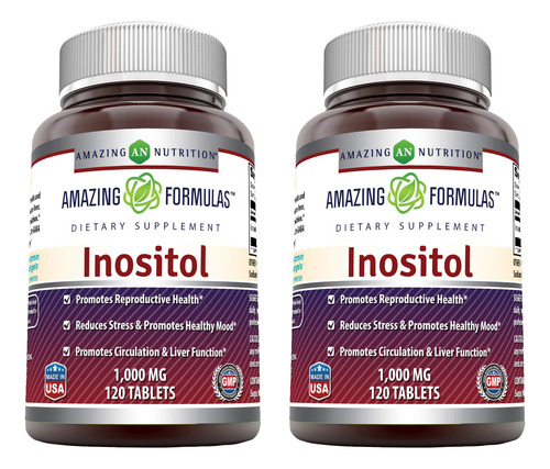 Amazing Formulas Inositol 1000 Mg 120 Tabletas Paquete Doble