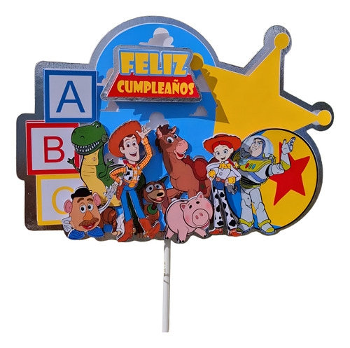 Cake Topper, Letreros Pastel, Cumpleaños, Toy Story Woody Amarillo Toy Story