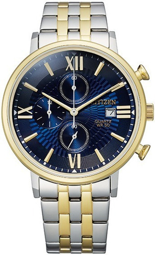 Reloj Citizen Quartz Chrono An361675l Hombre Color de la malla Plateado/Dorado Color del bisel Dorado Color del fondo Azul