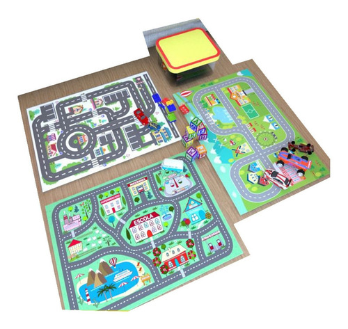 Imagem 1 de 3 de Kit 03 Unid Tapete Ilustrativo Pista Hot Wheels 68x100cm