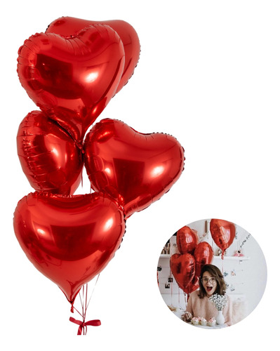 4 Balão Bexiga Coração Metalizado 46cm Decoração Namorados