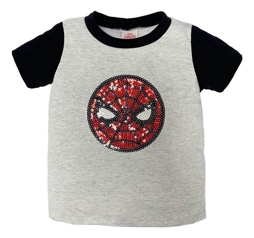 Conjunto Shorts Marvel Bordado Lentejuela Spiderman