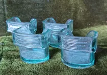 Comprar Antiguos Comederos Pájaros Vidrio Verde, Impecables, Sanos. 