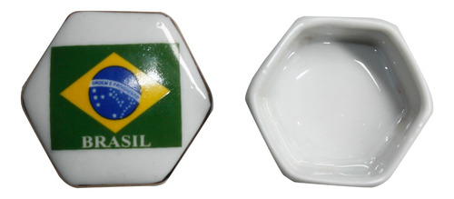 Mini Porta Jóias De Cerâmica Bandeira Do Brasil 70g 5cm C138