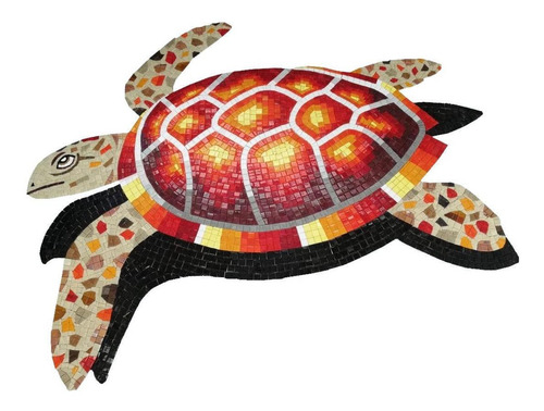 Imagen 1 de 6 de Mosaico Figura Tortuga Marina Roja Para Alberca De 80 Cms.