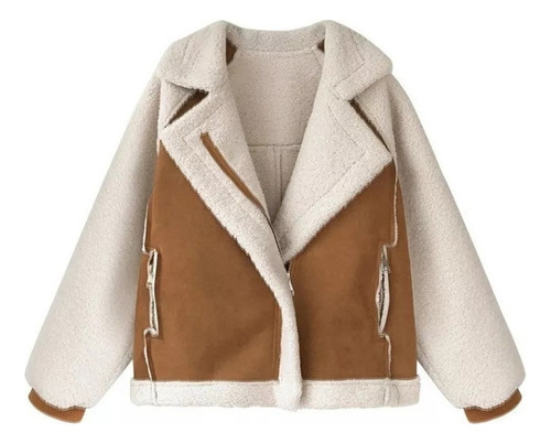 Chaqueta Sherpa Corta De Ante Para Mujer