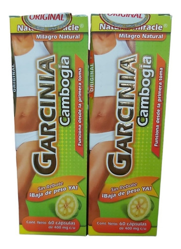 Garcinia Cambogia 60 Caps 400 Mg Natural Miracle Pack De 2 Sabor Sin sabor