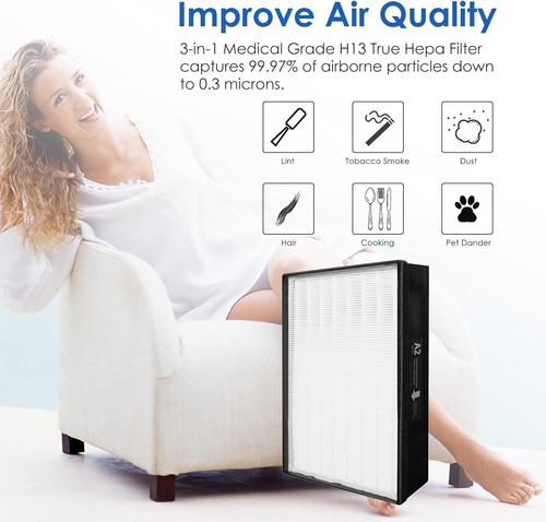 Filtro De Repuesto Hepa Tipo A2 H13, Compatible Con Purifica