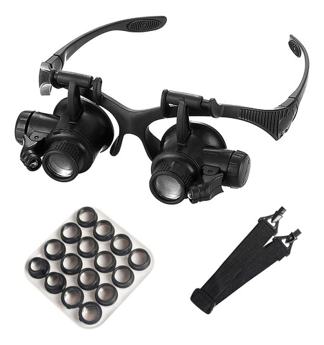 ** Lupa De Cabeza Con Luz Led Con 8 Pares Lentes