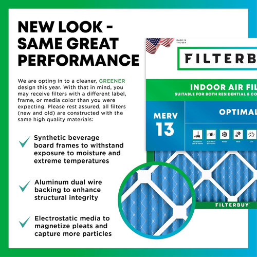 17x17x4 Air Filter Merv 13 Optimal Defense (4-pack), Pleated